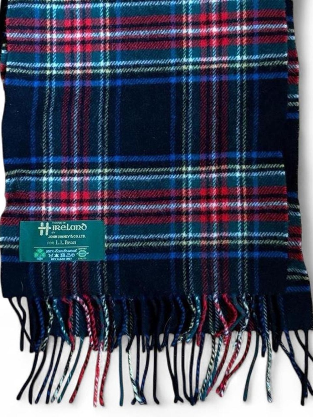 Vintage John Hanly for L.L. Bean Wool Ireland plaid scarf